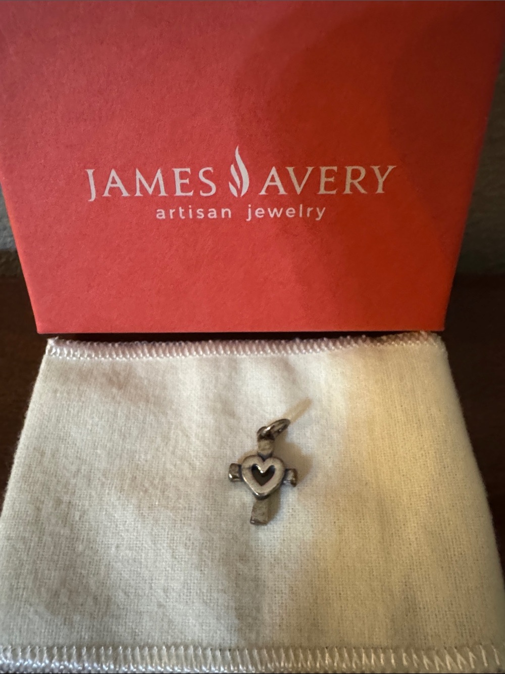James Avery Silver Heart Cross Pendant - Silver